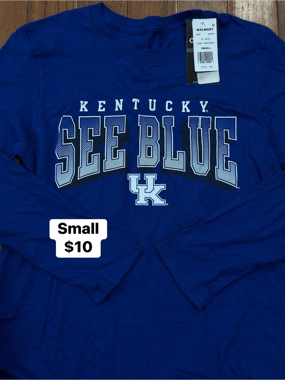 Kentucky Long-Sleeve Adult Small Shirt - Royal Blue - New